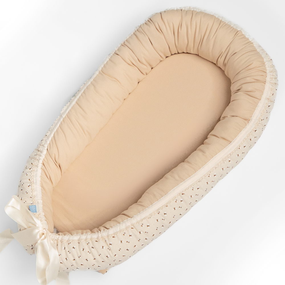 Biemin Babynest | Biemotiv og sandfarget babynest